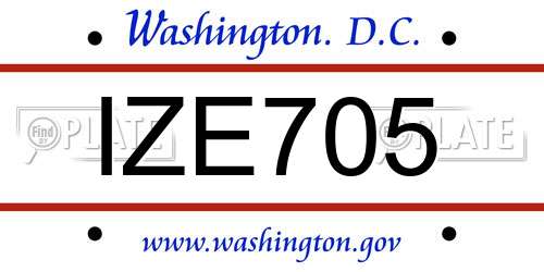 IZE705 District Of Columbia License Plate