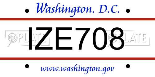 IZE708 District Of Columbia License Plate