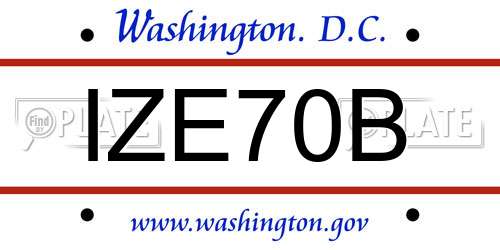 IZE70B District Of Columbia License Plate