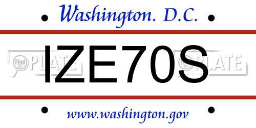 IZE70S District Of Columbia License Plate