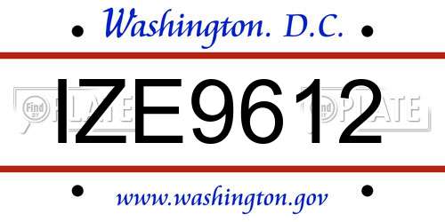 IZE9612 District Of Columbia License Plate
