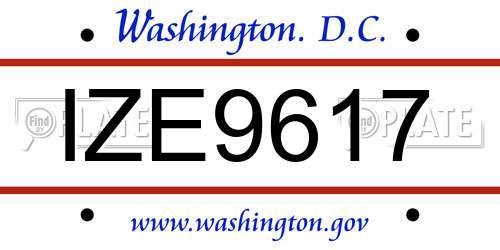 IZE9617 District Of Columbia License Plate