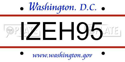 IZEH95 District Of Columbia License Plate