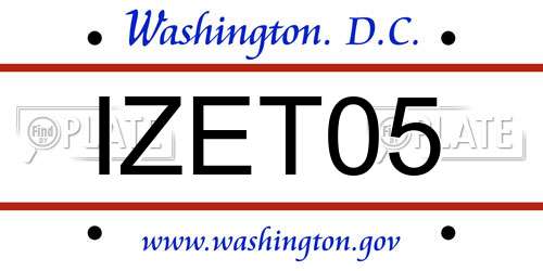 IZET05 District Of Columbia License Plate