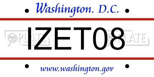 IZET08 District Of Columbia License Plate