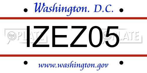 IZEZ05 District Of Columbia License Plate