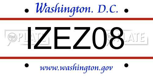 IZEZ08 District Of Columbia License Plate