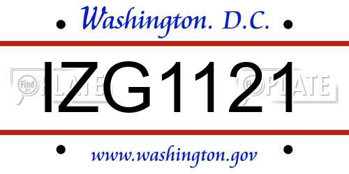 IZG1121 District Of Columbia License Plate