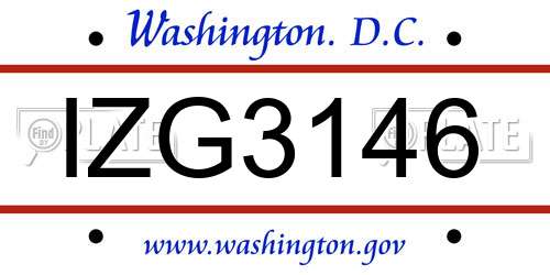 IZG3146 District Of Columbia License Plate