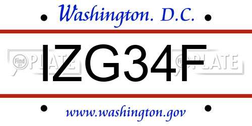 IZG34F District Of Columbia License Plate