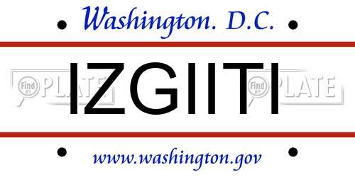 IZGIITI District Of Columbia License Plate