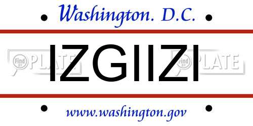 IZGIIZI District Of Columbia License Plate