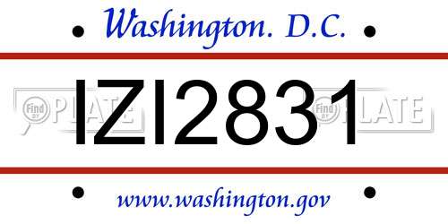IZI2831 District Of Columbia License Plate