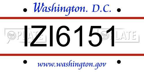 IZI6151 District Of Columbia License Plate