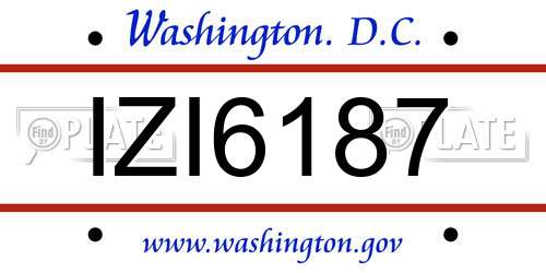 IZI6187 District Of Columbia License Plate