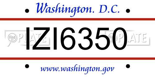 IZI6350 District Of Columbia License Plate