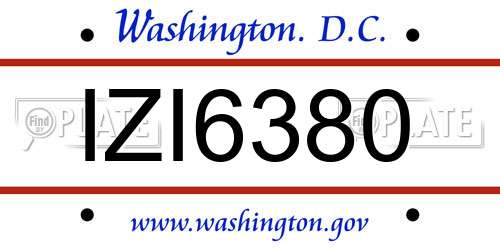 IZI6380 District Of Columbia License Plate
