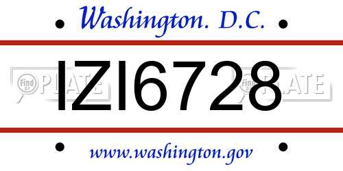 IZI6728 District Of Columbia License Plate