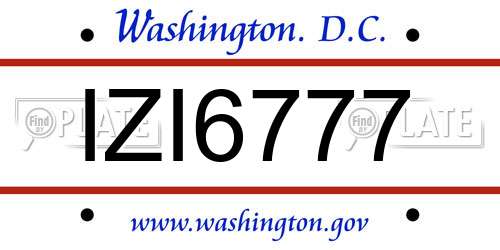 IZI6777 District Of Columbia License Plate