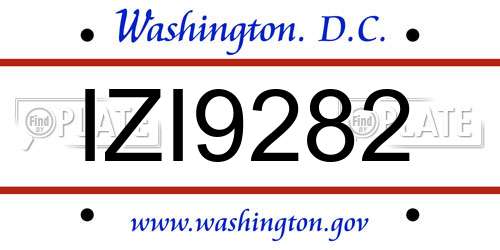 IZI9282 District Of Columbia License Plate