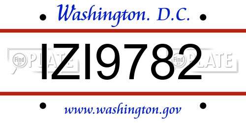 IZI9782 District Of Columbia License Plate