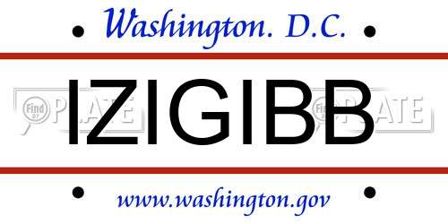 IZIGIBB District Of Columbia License Plate