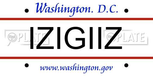 IZIGIIZ District Of Columbia License Plate