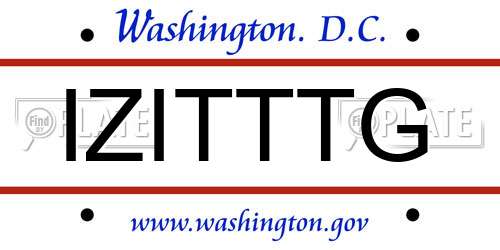 IZITTTG District Of Columbia License Plate