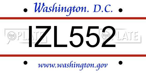 IZL552 District Of Columbia License Plate