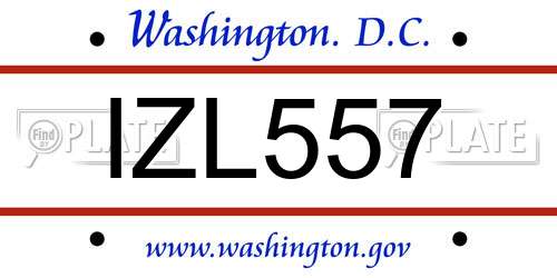 IZL557 District Of Columbia License Plate