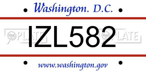 IZL582 District Of Columbia License Plate