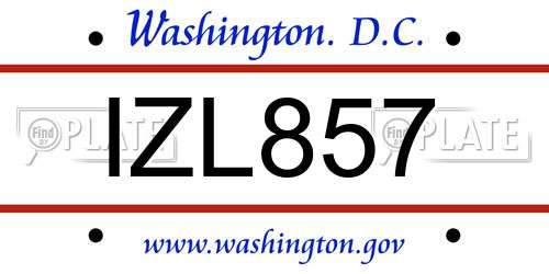 IZL857 District Of Columbia License Plate