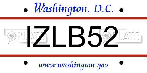 IZLB52 District Of Columbia License Plate