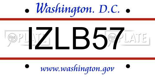 IZLB57 District Of Columbia License Plate