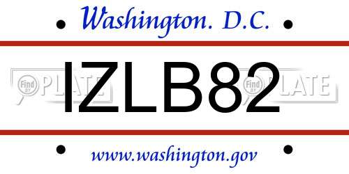 IZLB82 District Of Columbia License Plate