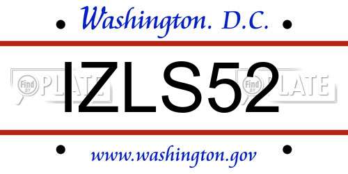 IZLS52 District Of Columbia License Plate