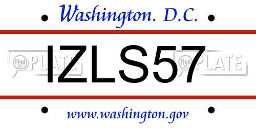 IZLS57 District Of Columbia License Plate