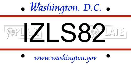 IZLS82 District Of Columbia License Plate