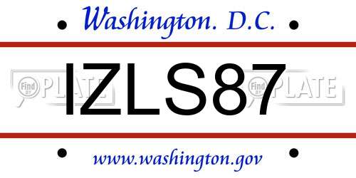 IZLS87 District Of Columbia License Plate