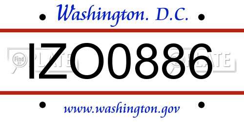 IZO0886 District Of Columbia License Plate