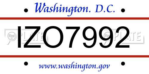 IZO7992 District Of Columbia License Plate