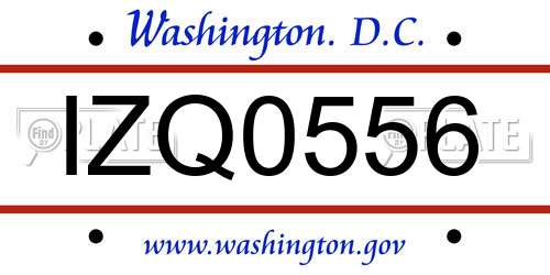 IZQ0556 District Of Columbia License Plate