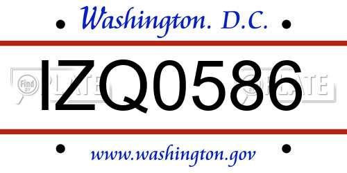 IZQ0586 District Of Columbia License Plate