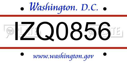 IZQ0856 District Of Columbia License Plate