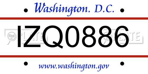 IZQ0886 District Of Columbia License Plate