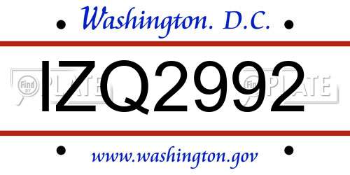 IZQ2992 District Of Columbia License Plate