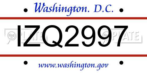IZQ2997 District Of Columbia License Plate
