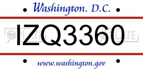 IZQ3360 District Of Columbia License Plate