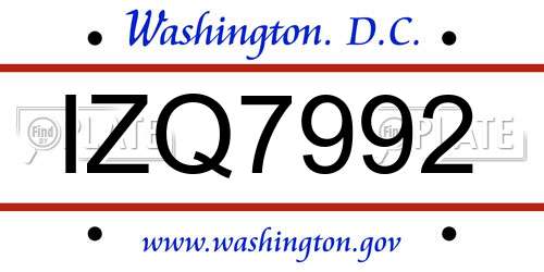 IZQ7992 District Of Columbia License Plate