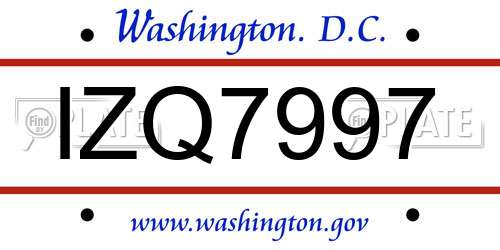 IZQ7997 District Of Columbia License Plate